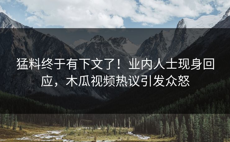 猛料终于有下文了！业内人士现身回应，木瓜视频热议引发众怒