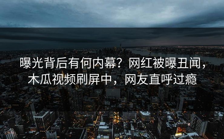 曝光背后有何内幕?网红被曝丑闻,木瓜视频刷屏中,网友直呼过瘾