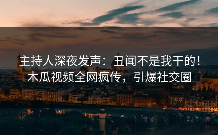 主持人深夜发声：丑闻不是我干的！木瓜视频全网疯传，引爆社交圈