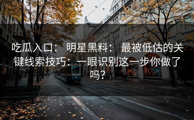 吃瓜入口： 明星黑料： 最被低估的关键线索技巧：一眼识别这一步你做了吗？
